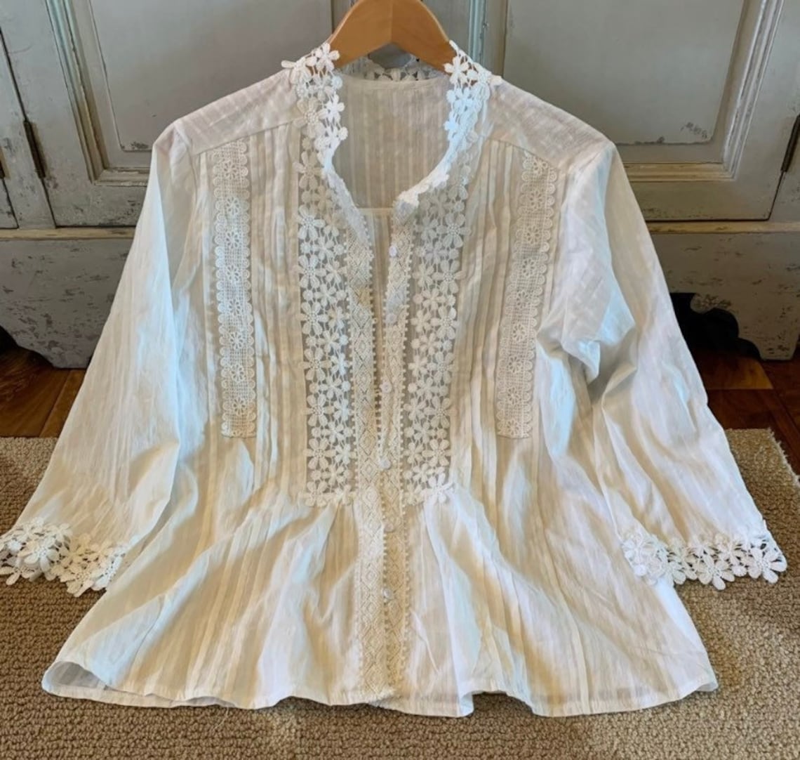 New Women's White Lace Button Front Romantic Blouse - Etsy