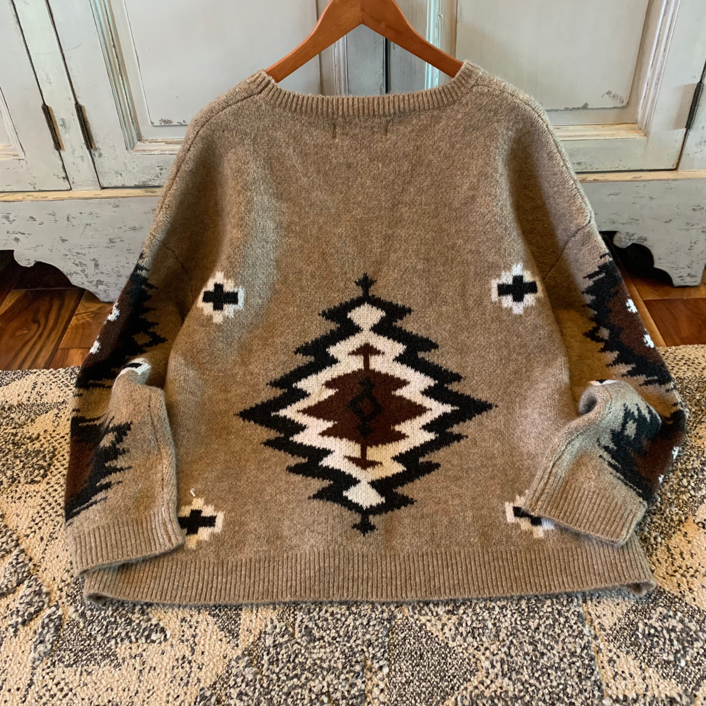 The Forks Aztec Printed Pullover Crew Neck Sweater by The Forks Aztec Printed Pullover Crew Neck Sweater by