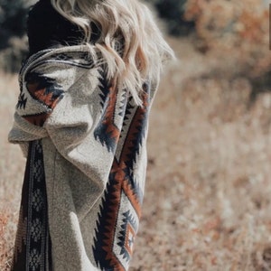 Aztec Print Cardigan: Western Boho Blanket Sweater, by Lavender Tribe Design