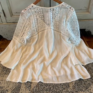 New Women's Crochet Lace 3/4 Sleeve Button Front Floral Romantic Blouse ...