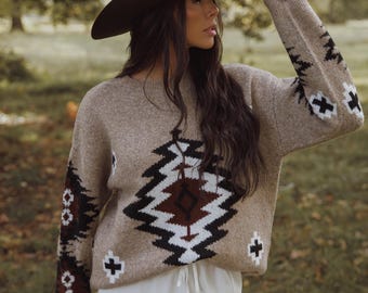 80s Western Fringe Sweater: Gray Acrylic Knit, Size XS/S - Etsy