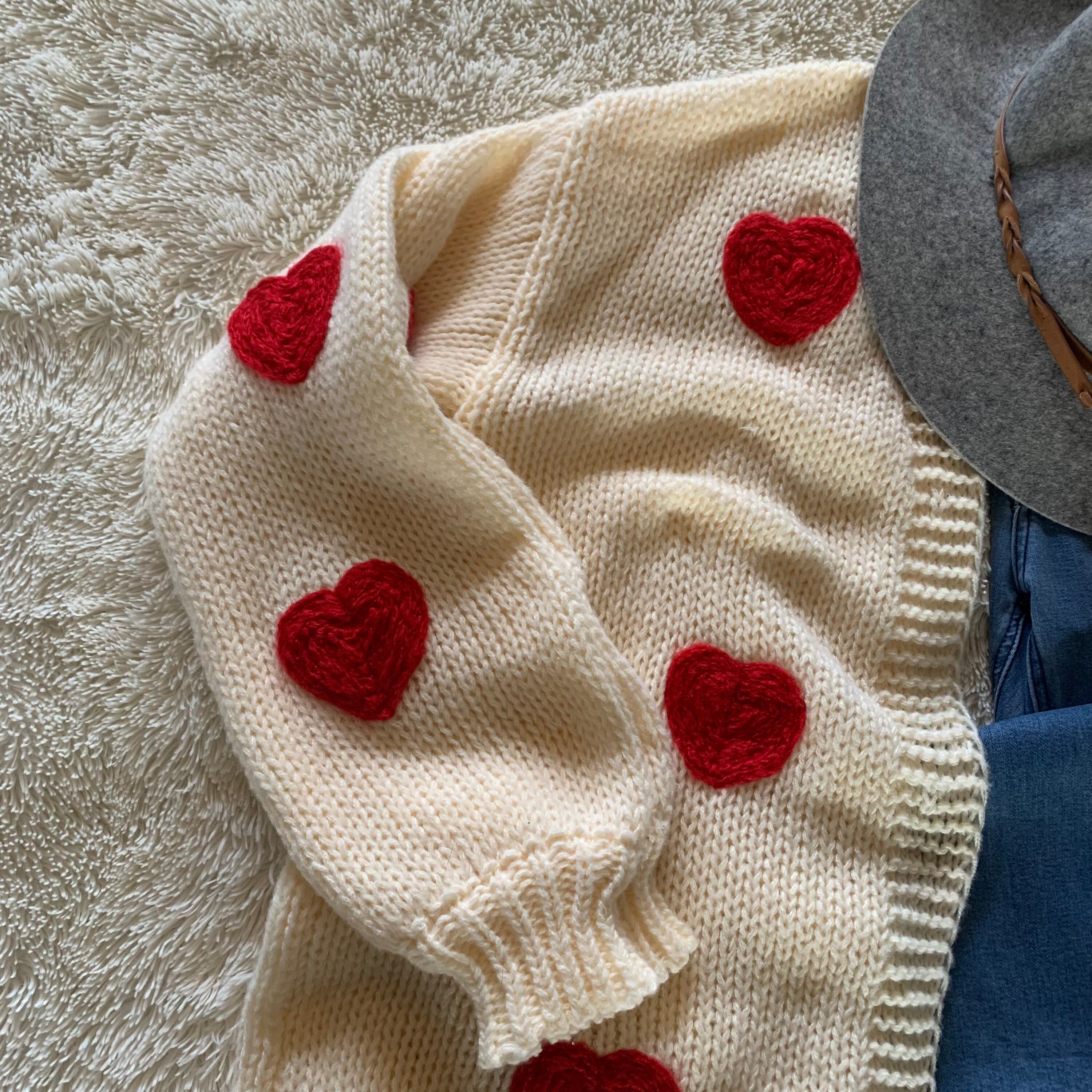 【GRAVER】embroidery heart leopard knit cardigan c41b0748e8441811a761ca1852c588