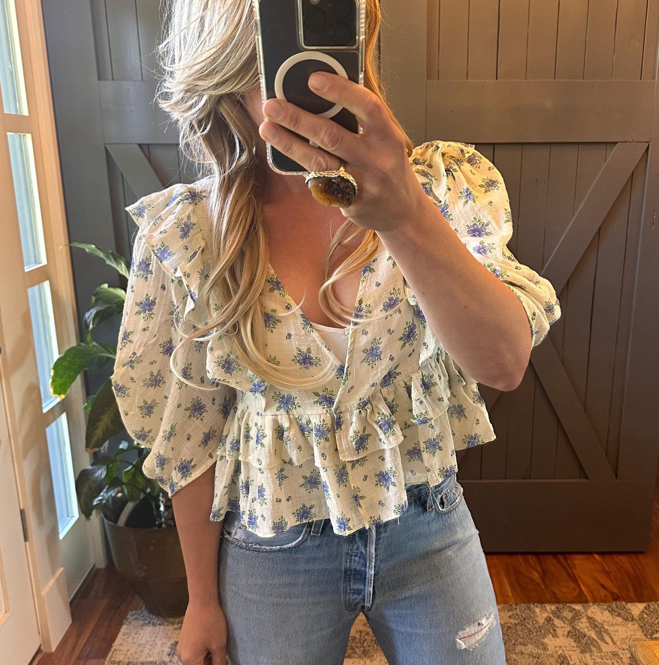 Ditsy print top deals