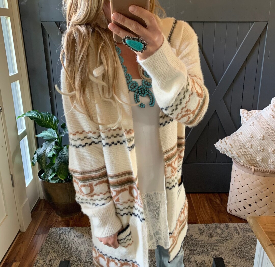 New Cozy Oversized Hooded Pocketed Long Cardigan Sweater Coat / Boho ...