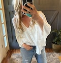 Crochet Lace Cotton Boho Blouse: Feminine 3/4 Sleeve Flowy Top, by Lavender Tribe Design