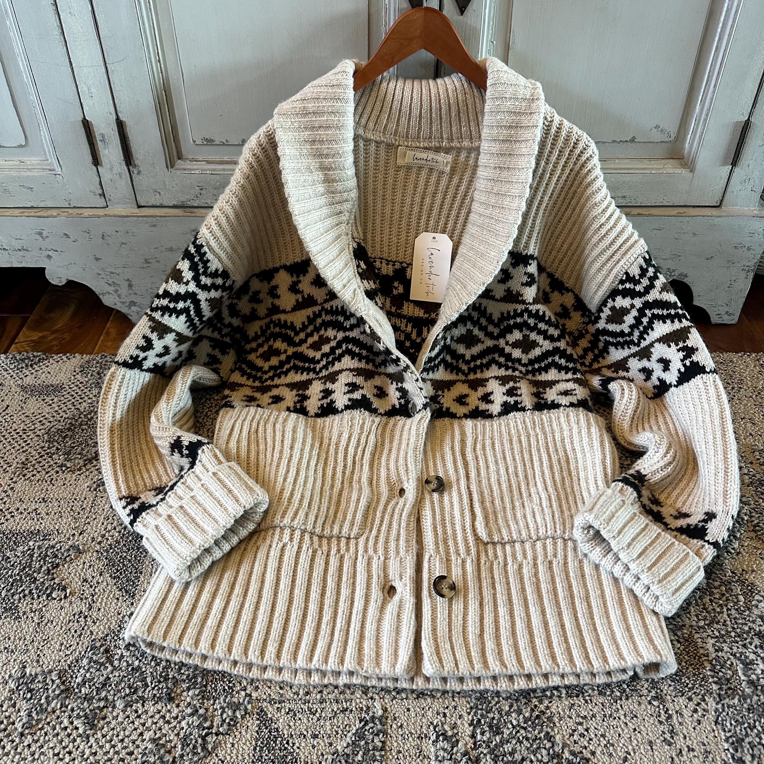 トップス Vintage Bolivian Hand Knit Cardigan Vintage Bolivian Alpaca Cardigan | Soft Textured Wool Knit - Etsy