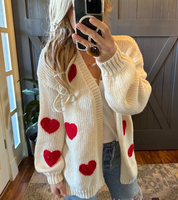 Chenille heart sweater hotsell