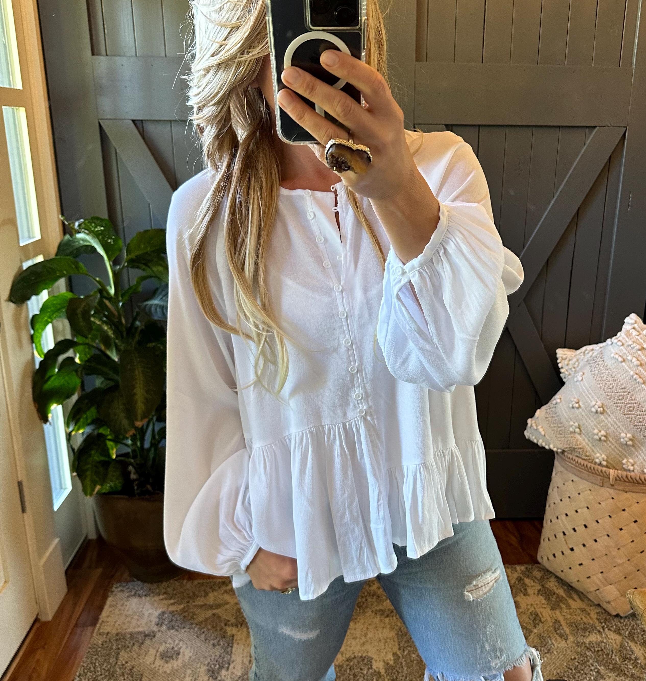 flowy white blouse