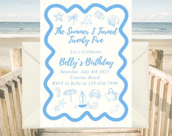 The Summer I Turned Pretty Inspired Birthday Invitation | Beach Theme | Coastal Theme| Editable Invitation | Digital Download