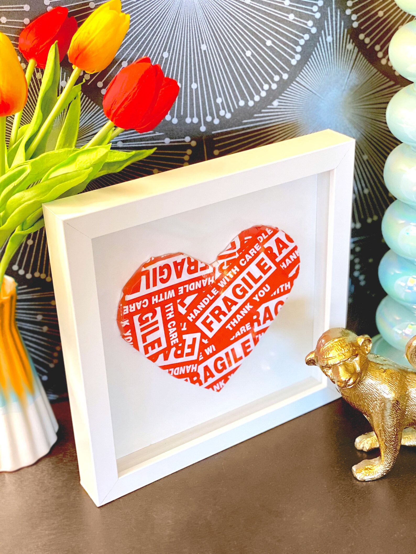 Fragile Heart Shadow Box Art Framed Broken Heart Wall Art Etsy