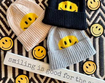 Smiley Face Beanie Stocking Cap, Cadeau de la Saint-Valentin, Smiley Face Hat