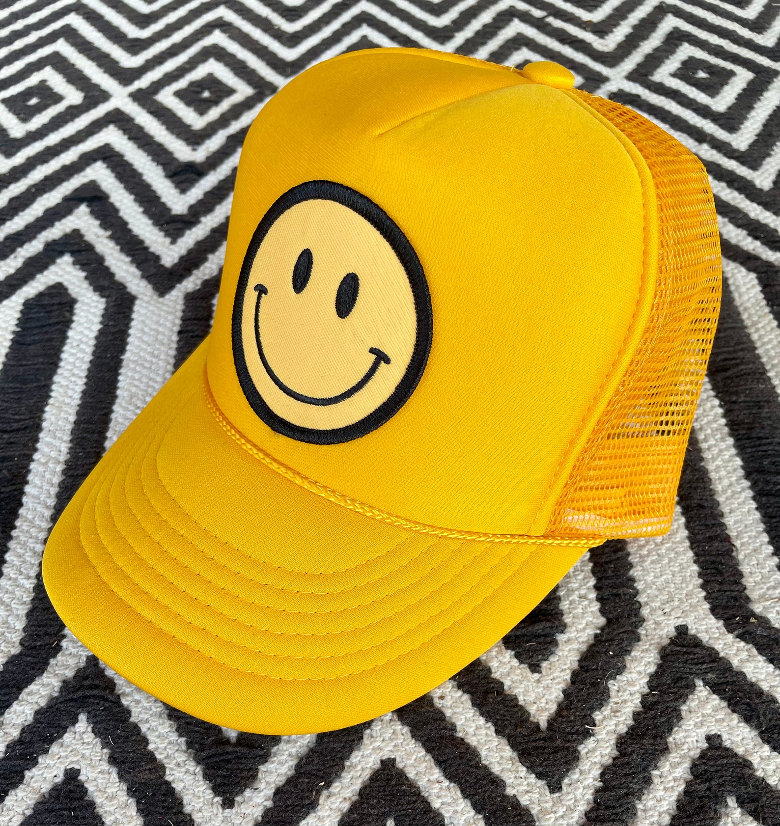 Kids Size Smiley Face Trucker Hat Trucker Hat Kuds Trucker Etsy