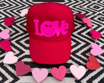 HappyStack HappyHeart, Valentines Trucker Hat, Valentines Day Hat, Valentines Gift