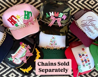 HappyStack Christmas, trucker hat, holiday, trucker hat, custom trucker hat, Christmas gift, holiday hat