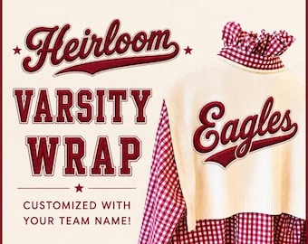 Personalized Game Day Varsity Wrap, Heirloom Game Day Wrap, Custom Team Name & Colors, College Football Game Day Accessory, Team Name Wrap