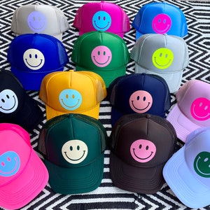 Smiley Face Trucker Hat Happy Hues Collecti, Smiley Face Trucker Hat ...