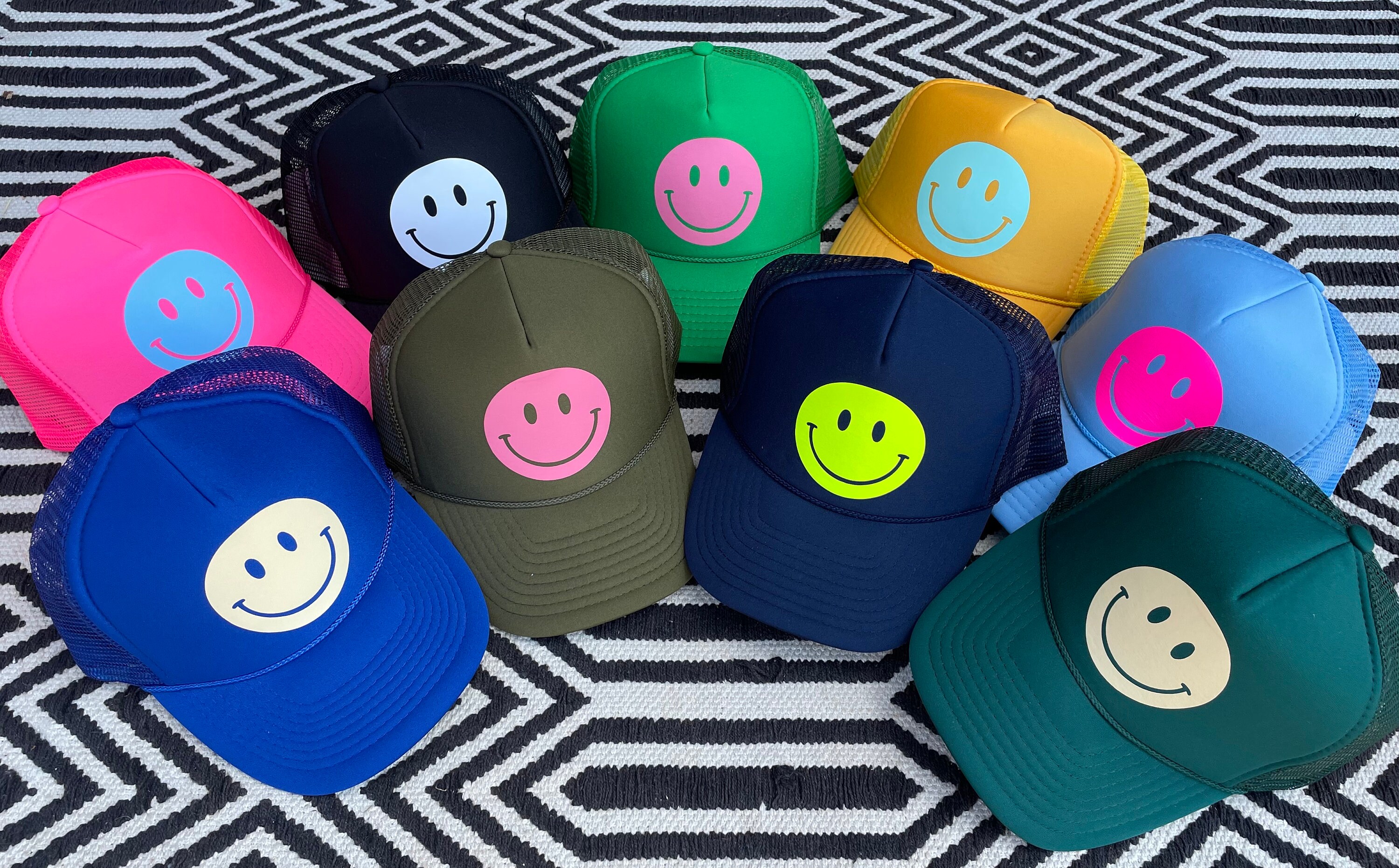 Smiley Face Trucker Hat Happy Hues Collecti Smiley Face - Etsy