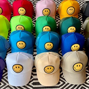Smiley Face Trucker Hat, Smiley Face Patch, Smiley Face Hat, Trucker Ha ...