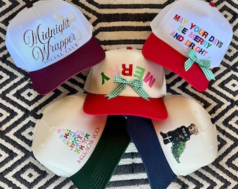 Christmas Trucker Hat Holiday Trucker Hat for Women,Festive Hats with Stars & Bows,Trendy Holiday Gift – HappyStack Christmas Collection