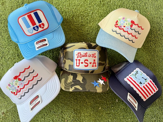 Americana Trucker Hat | Vintage USA Patch, Red White Blue Summer Baseball Cap