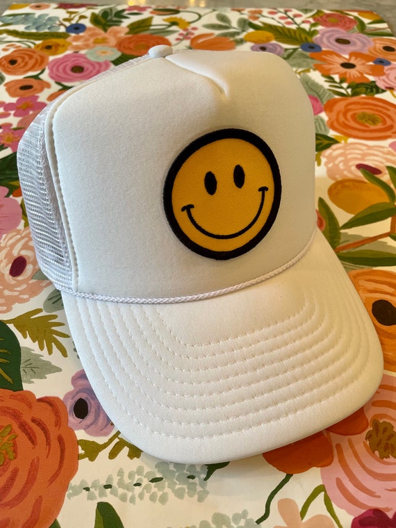Smiley Face Trucker Hat, Trucker Hat, Smiley Face Hat, Smiley Face