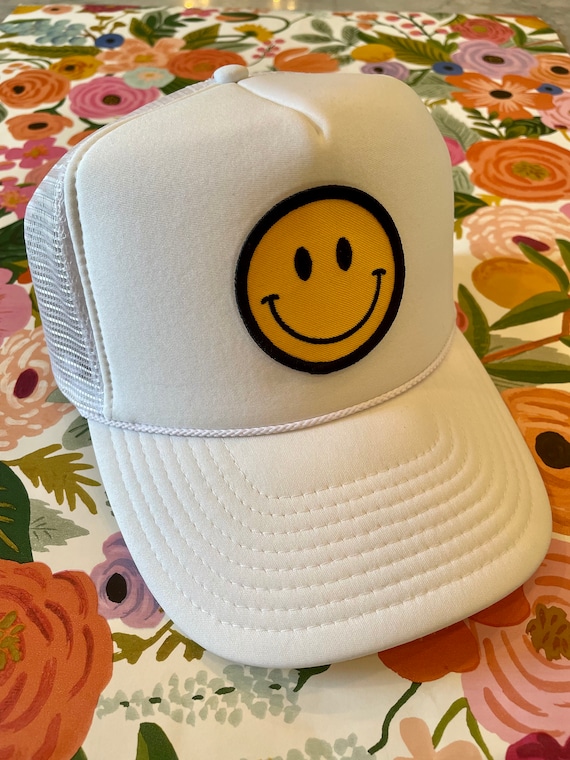 Smiley Face Trucker Hat, Trucker Hat, Smiley Face Hat, Smiley Face