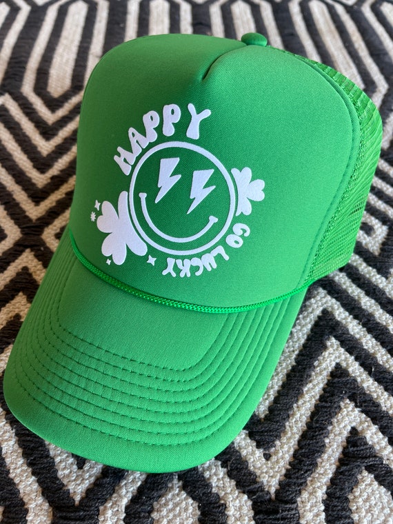 Smiley Face Trucker Hat, Smiley Face Hat, St. Patrick's Day Hat, Saint Patrick's Day Hat, Trucker Hat, Lucky Hat, St. Patrick's Trucker Hat