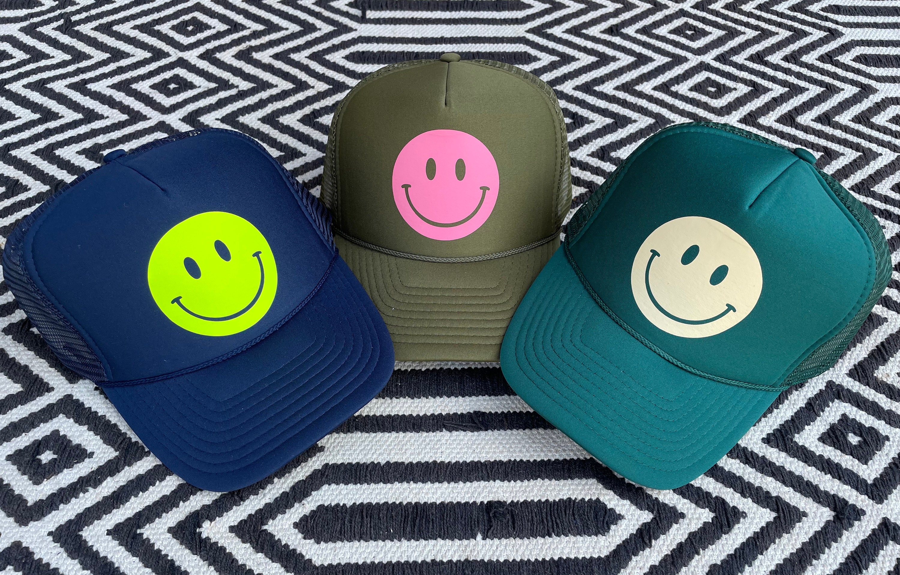 Smiley Face Trucker Hat Happy Hues Collecti Smiley Face | Etsy