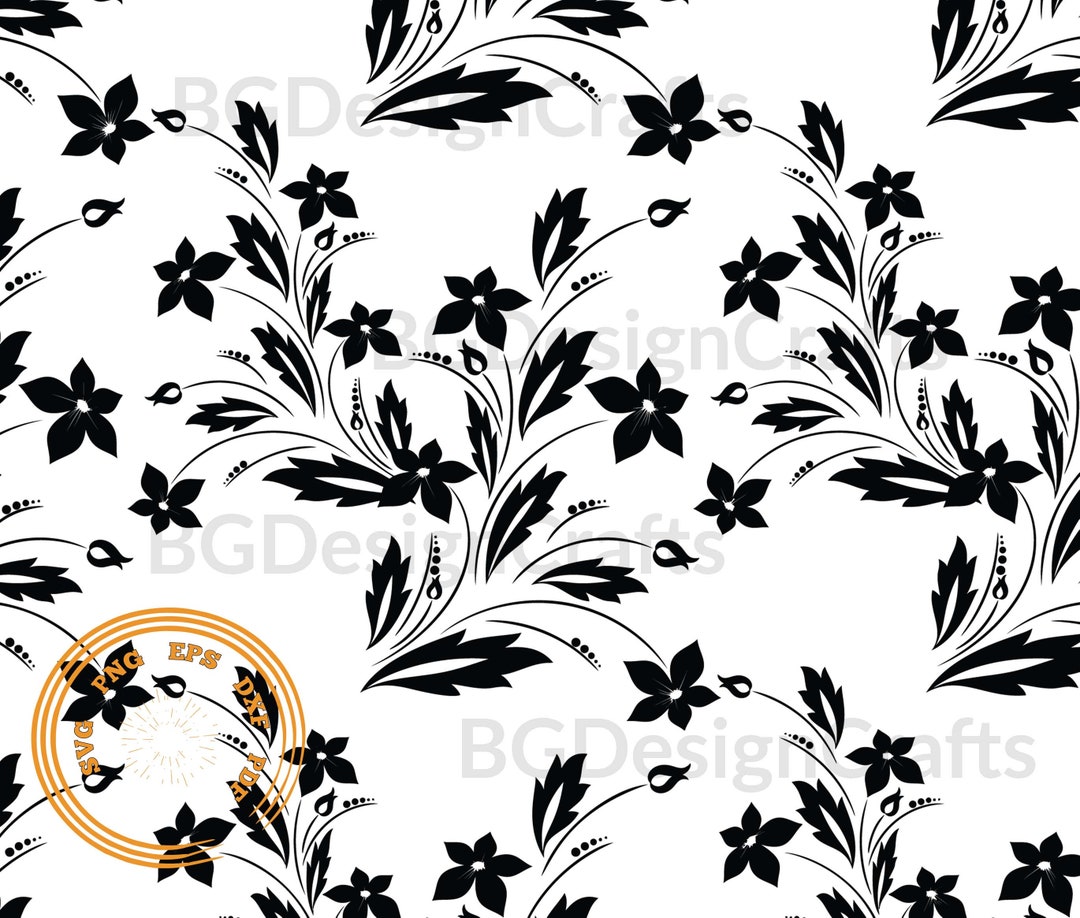 Floral Pattern 2, Floral Seamless SVG, Floral Pattern SVG, Damask SVG
