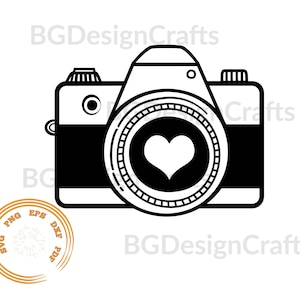 Camera Svg, Photography svg, Photo camera svg, Heart Svg, love photography svg, Clipart, dxf, cut file