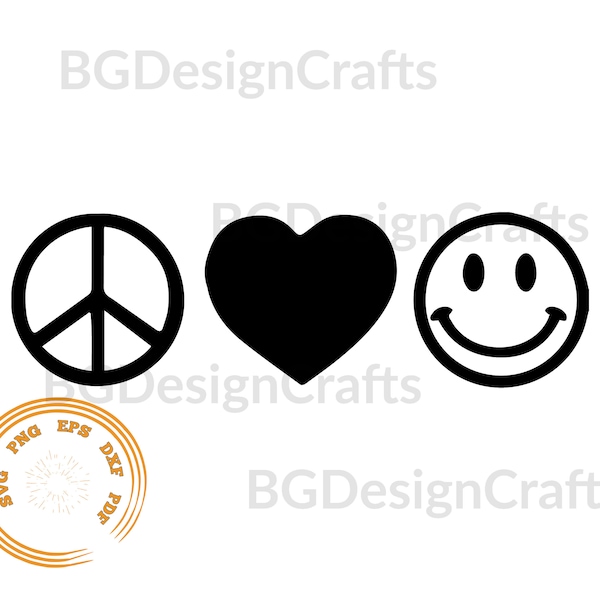 Peace Love Happiness SVG, Peace Love Happiness, Peace Love Svg, Happiness Svg, Peace Love Png, Svg file for cricut