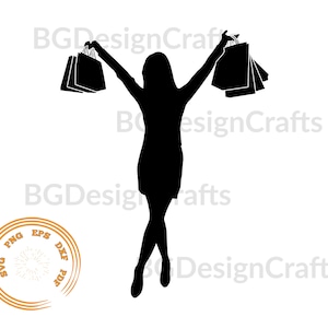 ショッピング中の女性 SVG、ショッピング中の女性 SVG、ショッピング中の SVG、ショッピング中の少女 SVG、ファッション SVG、Png、カット ファイル