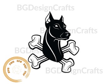 Doberman Svg,  doberman and bone svg, bone svg, animal svg, dog svg, dog logo svg, png, dxf, clipart