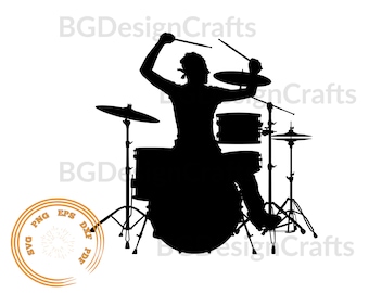 Drummer SVG, Drummer Png, Drummer Silhouette, Drum svg, musician svg, cut file, dxf
