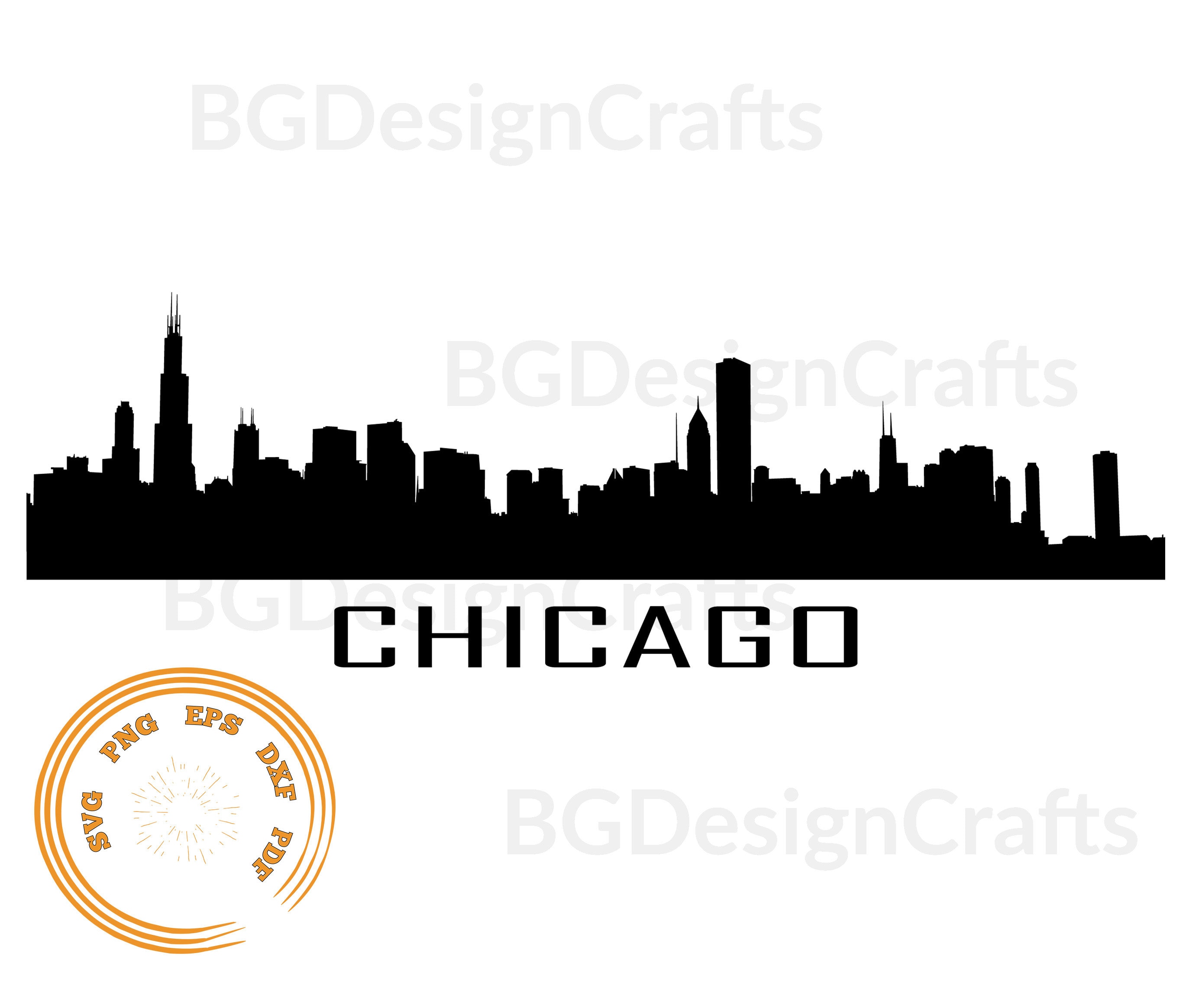 Chicago Skyline Svg, Chicago Svg, Chicago Skyline Silhouette, png, dxf