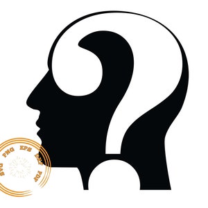 Human head and question mark, Questioning head svg, Question mark svg, Human fce svg, Man Face svg, Questioning head silhouette, png