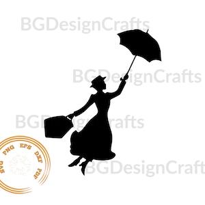 Mary Poppins Svg, Marry Poppins silhouette, Mary Poppins cut file, svg file for cricut