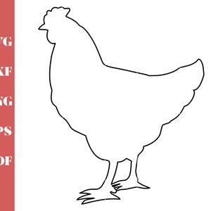 Pollo SVG, Esquema de pollo SVG, Pollo DXF, Clipart de pollo, Archivo de corte svg de pollo, Archivo de corte de pollo, Pollo png, Archivo de pollo para cricut