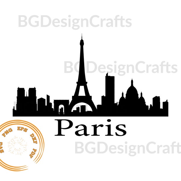 Paris SVG, Paris Silhouette SVG, Paris Silhouette, Paris skyline svg, png, cut file