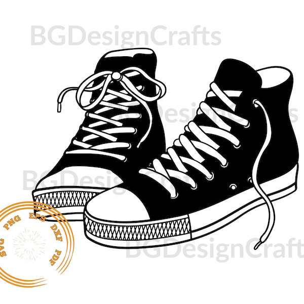 Sneakers SVG, Sneakers DXF, Sneakers Clipart, Sneakers svg cut file, Sneakers cut file, Sneakers png, Sneakers silhouette