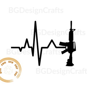 Heartbeat Rifle SVG, Rifle SVG, Heartbeat SVG, dxf, png, cut file, Silhouette