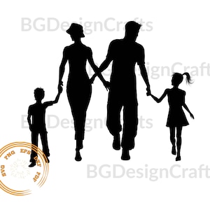 Family Svg, Family walking Svg, Family Silhouette, Family Cut File, dxf, eps