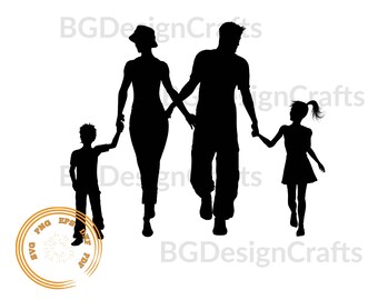 Family Svg, Family walking Svg, Family Silhouette, Family Cut File, dxf, eps