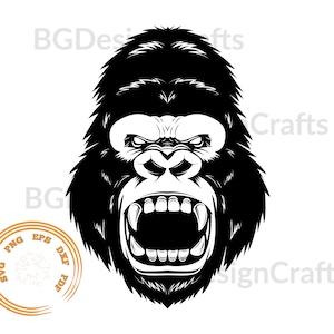 Gorilla SVG, Gorilla Head SVG, Gorilla Clipart, Gorilla Head Clipart, Cricut