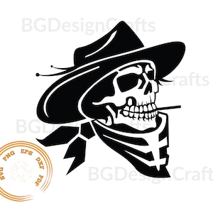Cowboy skull Svg, Cowboy skeleton svg, Cowboy skull with cigar svg, Cowboy skull cut file