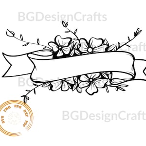 Floral Banner SVG, Banner SVG, Ribbon Svg, Banner Ribbon svg, cut file, clipart