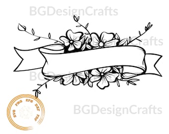 Floral Banner SVG, Banner SVG, Ribbon Svg, Banner Ribbon svg, cut file, clipart