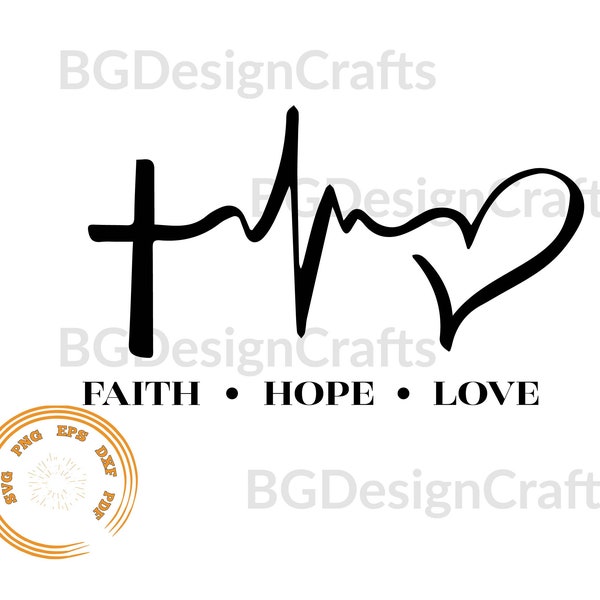 Faith Hope Love SVG, Christian svg, Faith svg, Cut File, Clipart, Silhouette, svg file for cricut, dxf