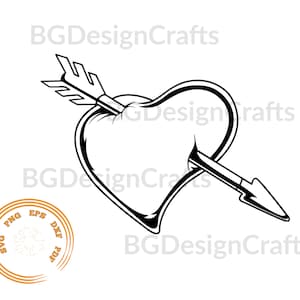 Heart SVG, Arrow SVG, Heart DXF, Heart Clipart, Heart svg cut file, Heart cut file, Heart png, Heart svg file for cricut, Heart silhouette