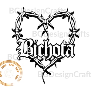 Bichota Svg, La Bichota SVG, Karol G Svg, Wire Heart Tattoo Svg, png, eps, cut file